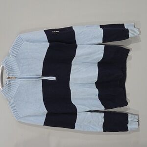 LIZ&CO. womens Navy Blue And Light Blue Cotton Sweater. Size Medium